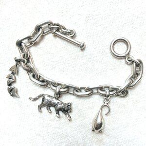 Cat Charm Bracelet in Sterling Silver